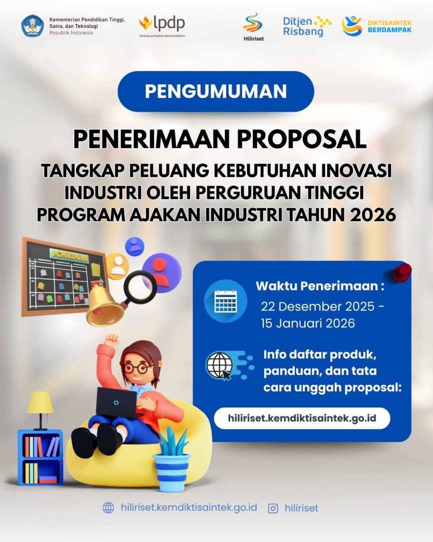 PENGUMUMAN PENERIMAAN PROPOSAL TINGKAT PELUANG KEBUTUHAN INOVASI INDUSTRI OLEH PERGURUAN TINGGI PROGRAM AJAKAN INDUSTRI TAHUN 2026 whatsapp image 2025 12 23 at 08.06.38